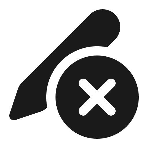 Pen dismiss 16 filled icon, filled style, from Fluent UI System Icons