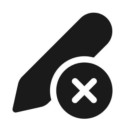Pen dismiss 20 filled icon, filled style, from Fluent UI System Icons