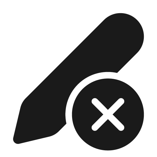 Pen dismiss 24 filled icon, filled style, from Fluent UI System Icons
