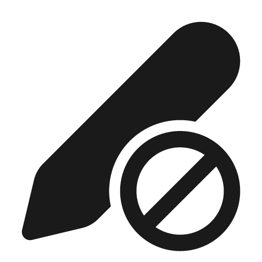 Pen prohibited 24 filled icon, filled style, from Fluent UI System Icons