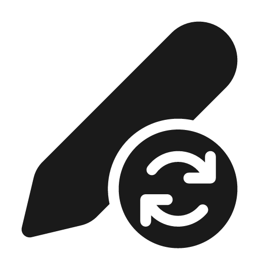 Pen sync 24 filled icon, filled style, from Fluent UI System Icons