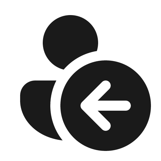 Person arrow left 16 filled icon, filled style, from Fluent UI System Icons