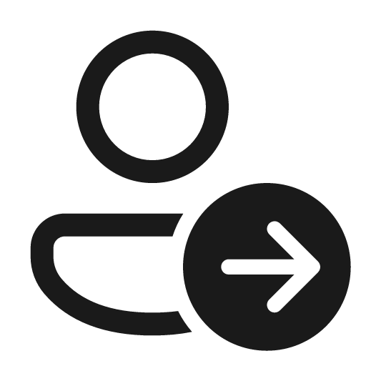 Person arrow right 24 regular icon, solid style, from Fluent UI System Icons