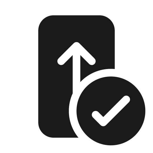Phone update checkmark 20 filled icon, filled style, from Fluent UI System Icons