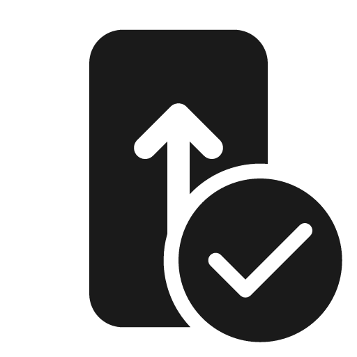 Phone update checkmark 24 filled icon, filled style, from Fluent UI System Icons