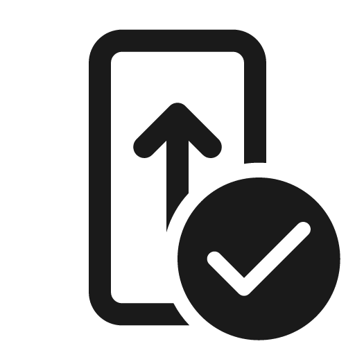 Phone update checkmark 24 regular icon, solid style, from Fluent UI System Icons