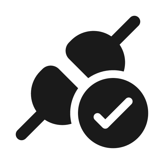 Plug connected checkmark 20 filled icon, filled style, from Fluent UI System Icons