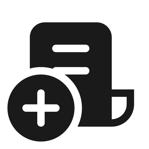 Receipt add 20 filled icon, filled style, from Fluent UI System Icons
