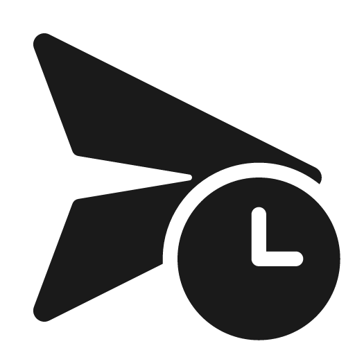 Send clock 24 filled icon, filled style, from Fluent UI System Icons