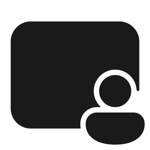Share screen person 28 filled icon, filled style, from Fluent UI System Icons