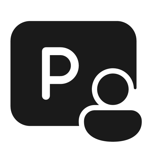 Share screen person p 28 filled icon, filled style, from Fluent UI System Icons