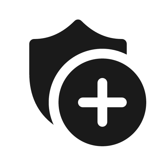 Shield add 16 filled icon, filled style, from Fluent UI System Icons
