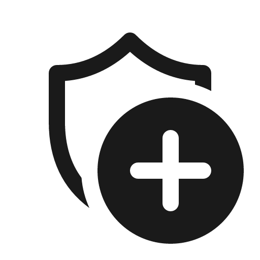 Shield add 16 regular icon, solid style, from Fluent UI System Icons