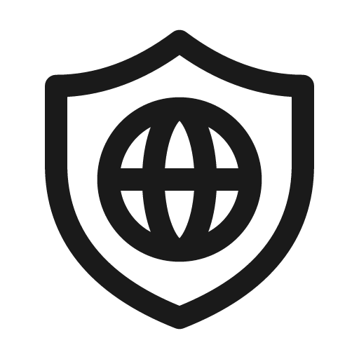 Shield globe 24 regular icon, solid style, from Fluent UI System Icons