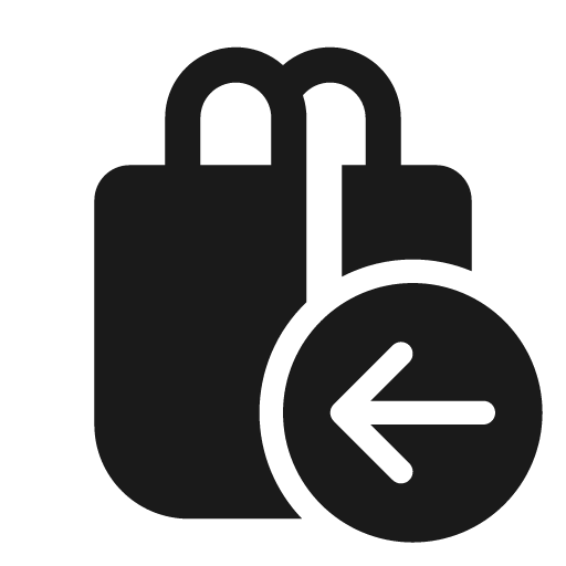 Shopping bag arrow left 24 filled icon, filled style, from Fluent UI System Icons