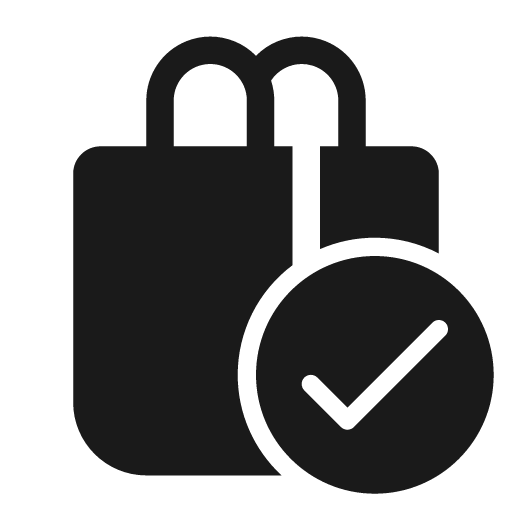 Shopping bag checkmark 28 filled icon, filled style, from Fluent UI System Icons