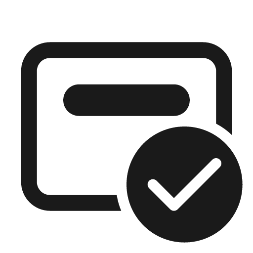 Slide text title checkmark 24 regular icon, solid style, from Fluent UI System Icons