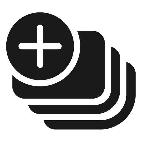 Stack add 24 filled icon, filled style, from Fluent UI System Icons
