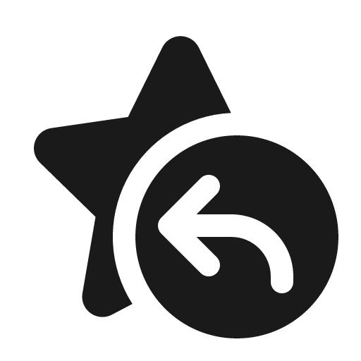 Star arrow back 16 filled icon, filled style, from Fluent UI System Icons