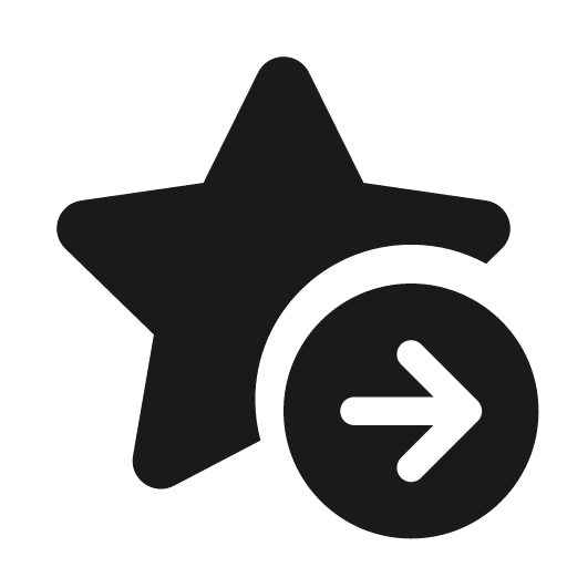 Star arrow right end 20 filled icon, filled style, from Fluent UI System Icons