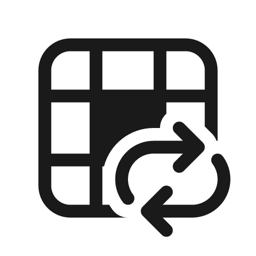Table cell center arrow repeat all 20 regular icon, solid style, from Fluent UI System Icons