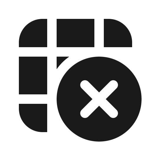 Table dismiss 16 filled icon, filled style, from Fluent UI System Icons