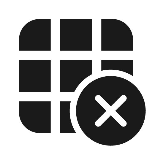 Table dismiss 24 filled icon, filled style, from Fluent UI System Icons