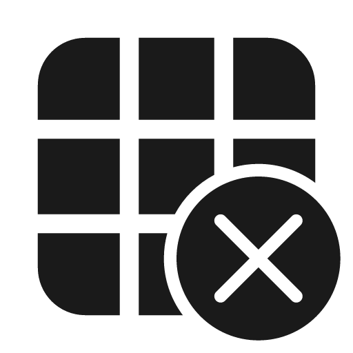 Table dismiss 28 filled icon, filled style, from Fluent UI System Icons