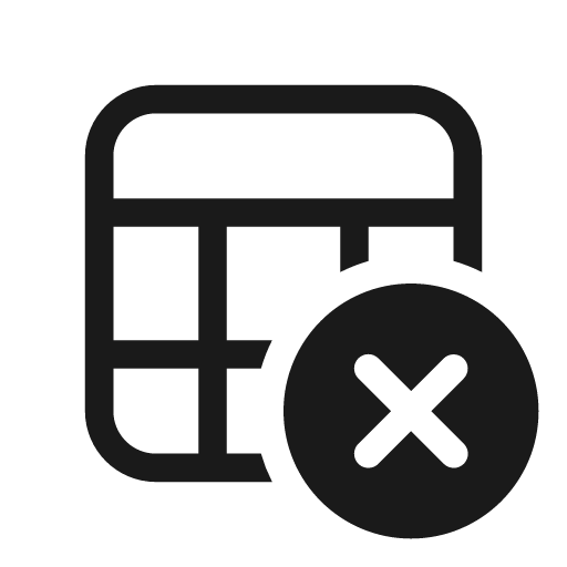 Table freeze row dismiss 20 regular icon, solid style, from Fluent UI System Icons