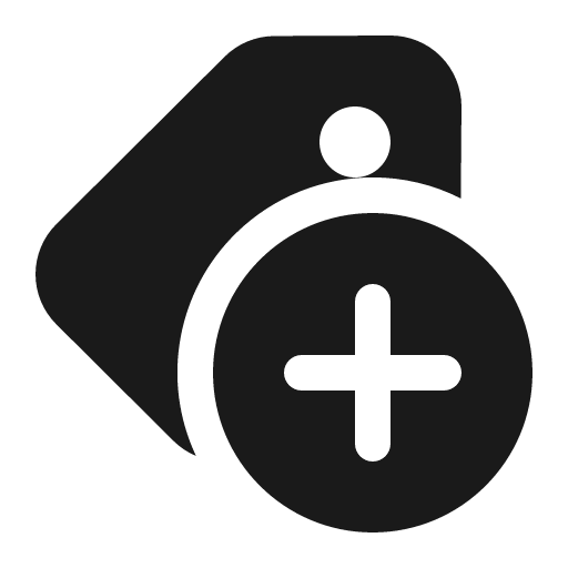 Tag add 16 filled icon, filled style, from Fluent UI System Icons