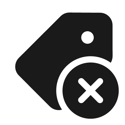 Tag dismiss 20 filled icon, filled style, from Fluent UI System Icons