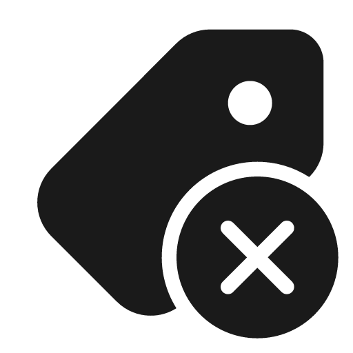 Tag dismiss 24 filled icon, filled style, from Fluent UI System Icons