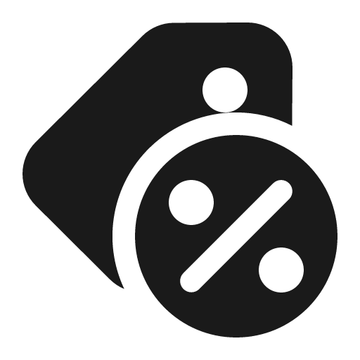 Tag percent 16 filled icon, filled style, from Fluent UI System Icons