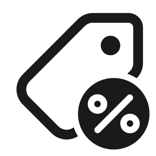 Tag percent 24 regular icon, solid style, from Fluent UI System Icons