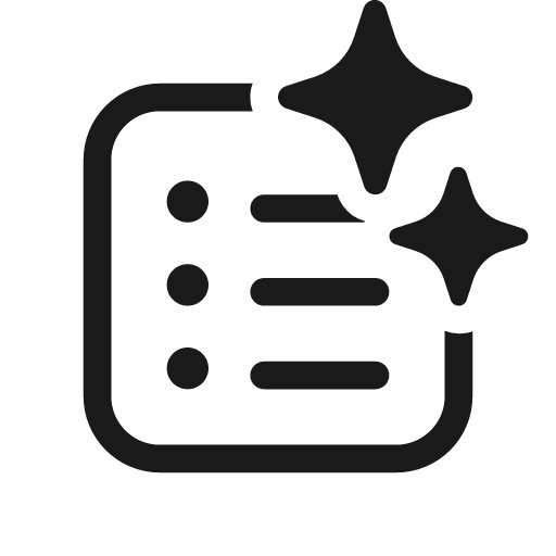 Text bullet list square sparkle 20 regular icon, solid style, from Fluent UI System Icons