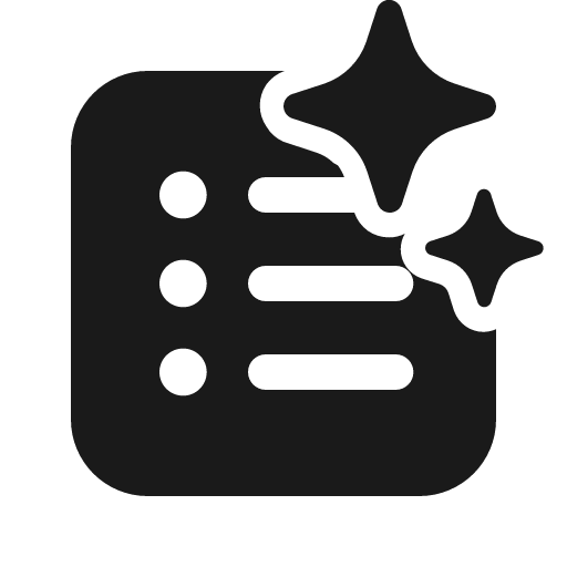 Text bullet list square sparkle 24 filled icon, filled style, from Fluent UI System Icons