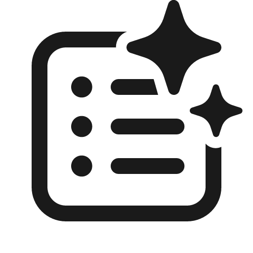 Text bullet list square sparkle 24 regular icon, solid style, from Fluent UI System Icons