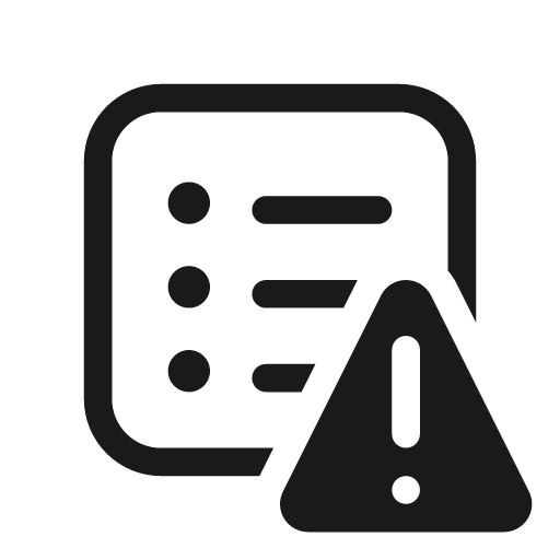 Text bullet list square warning 20 regular icon, solid style, from Fluent UI System Icons