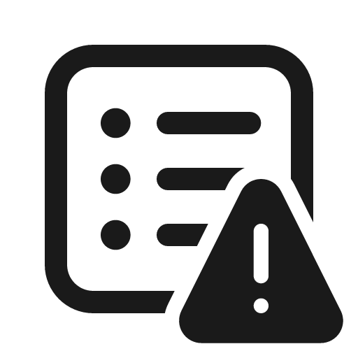 Text bullet list square warning 24 regular icon, solid style, from Fluent UI System Icons