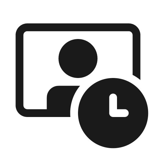 Video person clock 20 filled icon, filled style, from Fluent UI System Icons