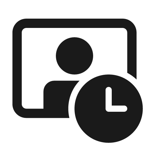 Video person clock 24 filled icon, filled style, from Fluent UI System Icons