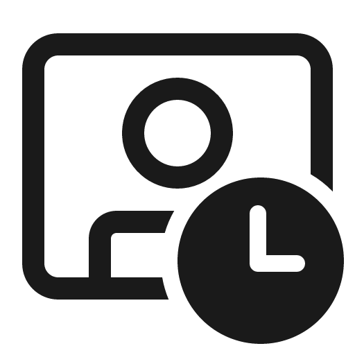 Video person clock 32 regular icon, solid style, from Fluent UI System Icons