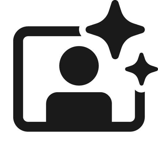 Video person sparkle 24 filled icon, filled style, from Fluent UI System Icons