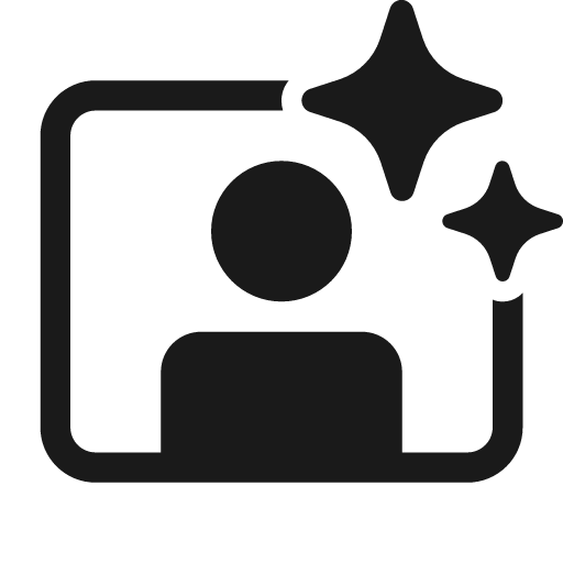 Video person sparkle 28 filled icon, filled style, from Fluent UI System Icons