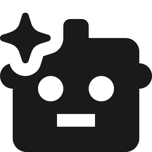 Bot sparkle fill 12 icon, solid style, from Garden SVG Icons