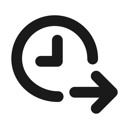 Clock arrow right stroke 20 icon, solid style, from Garden SVG Icons