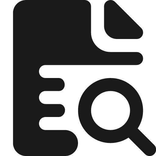 Document search fill 12 icon, solid style, from Garden SVG Icons