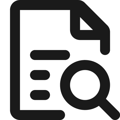 Document search stroke 12 icon, solid style, from Garden SVG Icons