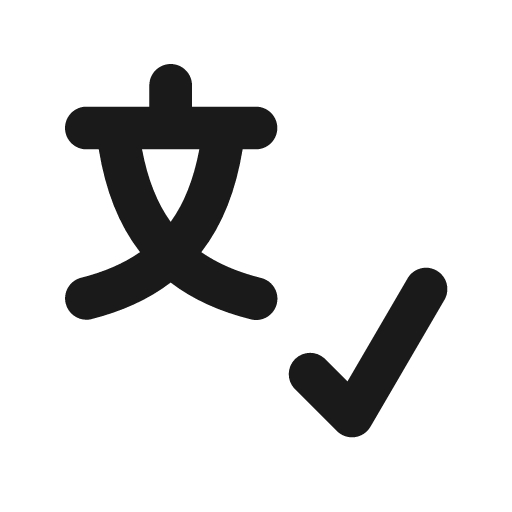 Translation check 20 icon, solid style, from Garden SVG Icons