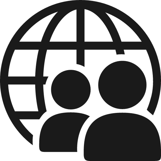 Globe users icon, solid style, from Font-GIS
